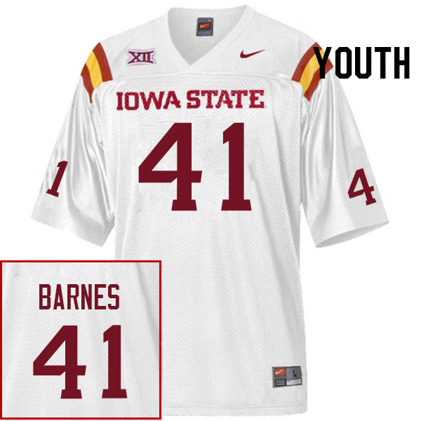 Youth #41 Rylan Barnes Iowa State Cyclones College Football Jerseys Stitched Sale-White